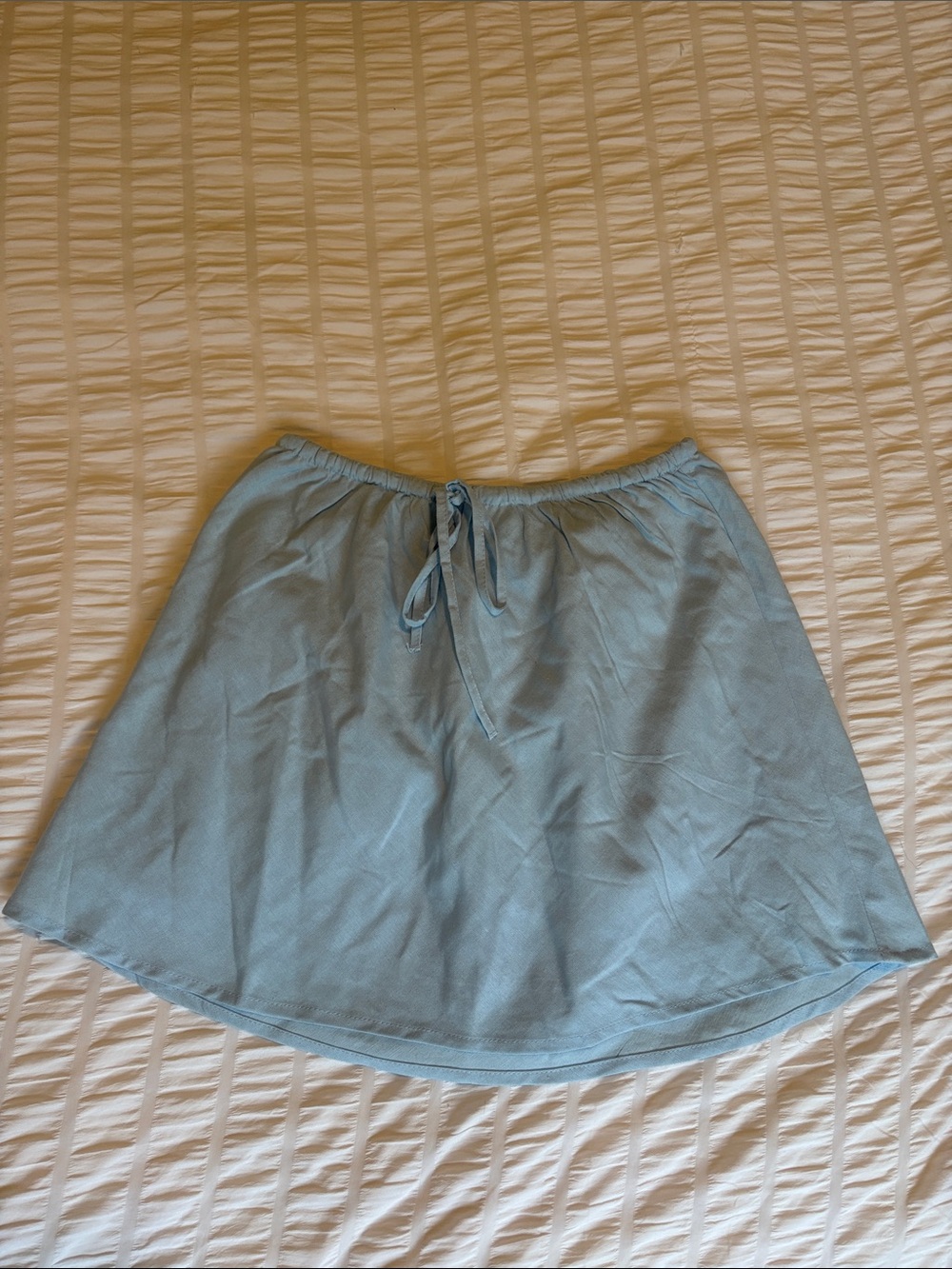 Light Blue Drawstring A-Line Skirt